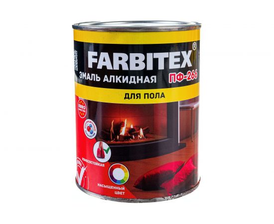 Алкидная эмаль FARBITEX ПФ-266 (красно-коричневый; 0.8 кг) 4300005988 