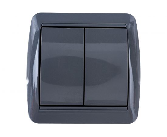 2-клавишный выключатель TDM открытой установки IP44 10А серый "Селигер" SQ1818-0102 