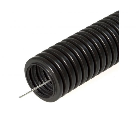 Гофрированная труба Промрукав ПНД лёгкая 350 Н безгалогенная HF стойкая к ультрафиолету черная с/з д25 50м 161558 