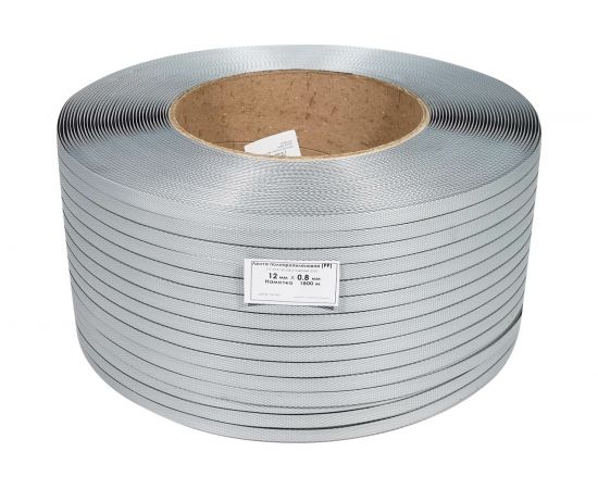 Лента Кордленд ПП, 12х0,8 мм х 1,8 км, 180 кгс, серый, М/ПА PP-00673 