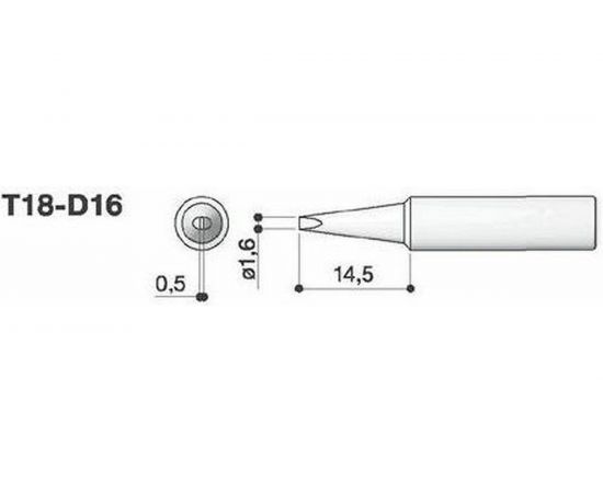 Наконечник 1.6 мм для паяльников FX-8801/FX-600 HAKKO T18-D16 – изображение 2