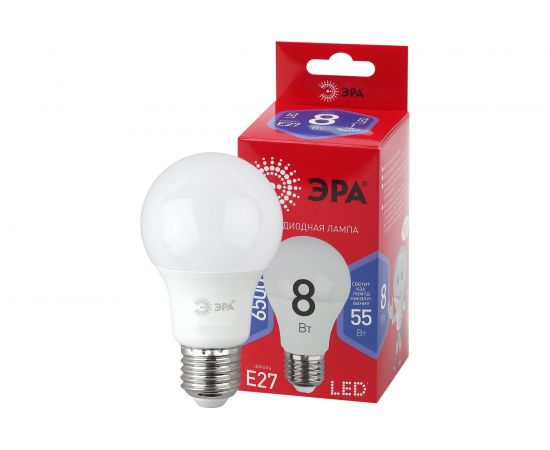 Светодиодная лампа ЭРА LED A60 8W 865 E27 R диод, груша, 8Вт, холодный, Б0045323 – изображение 2
