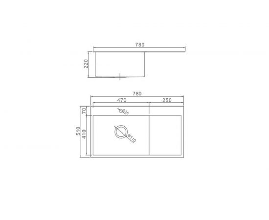 Кухонная мойка из нержавеющей стали Gerhans с PVD покрытием 37851B-L – изображение 3