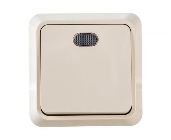 1-клавишный выключатель АБК-СИЛА с подсветкой 10А "АЛЬТАИР" слоновая кость 5400106 