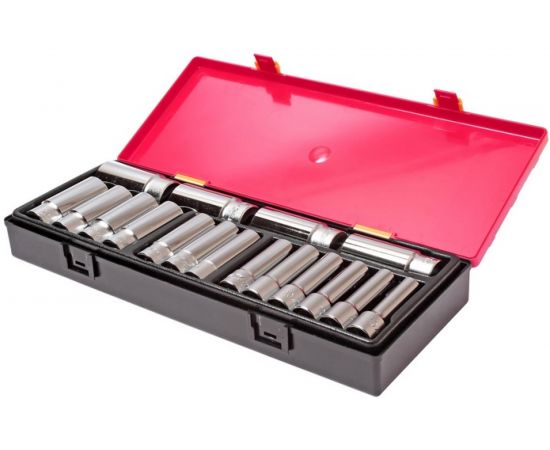 Набор глубоких шестигранных торцевых головок 1/2" 10-32мм 17шт JTC-K4171 