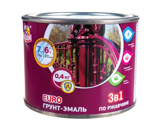 Грунт-эмаль по ржавчине OLECOLOR коричневый 8017, 0.4 кг 4300009581 