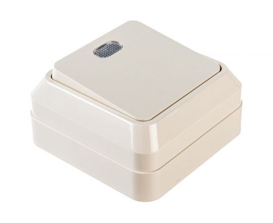 1-клавишный выключатель АБК-СИЛА с подсветкой 10А "АЛЬТАИР" слоновая кость 5400106 – изображение 2