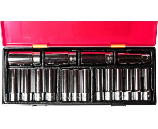 Набор глубоких шестигранных торцевых головок 1/2" 10-32мм 17шт JTC-K4171 – изображение 2