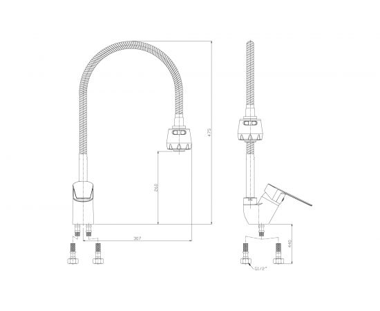 Смеситель для кухни с гибким изливом Rossinka S35-26 – изображение 3