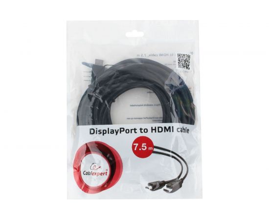 Кабель Cablexpert DisplayPort-HDMI, 20M/19M, 7.5м, черный, экран, пакет CC-DP-HDMI-7.5M – изображение 3