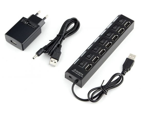Концентратор Gembird USB 2.0, 7 портов, питание, блистер UHB-U2P7-02 – изображение 3