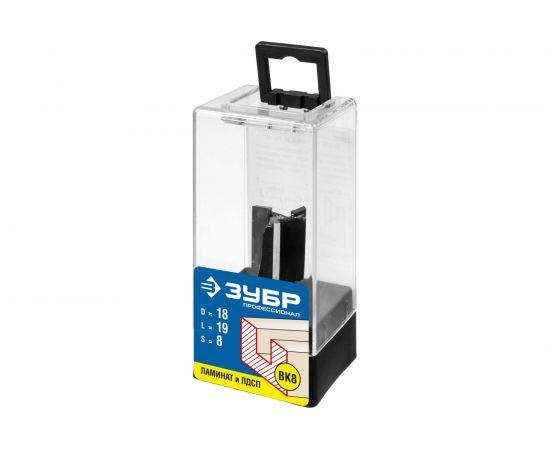 Фреза пазовая прямая для ламината ПРОФЕССИОНАЛ (18х19х50 мм; хвостовик 8 мм) Зубр 28780-18-19 – изображение 4
