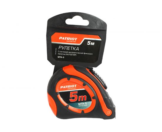 Рулетка PATRIOT MTA-5, автостоп, ударопрочный корпус, обрезиненная, 5 м 350005035 – изображение 5