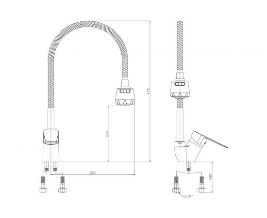 Смеситель для кухни с гибким изливом Rossinka S35-26 – изображение 6