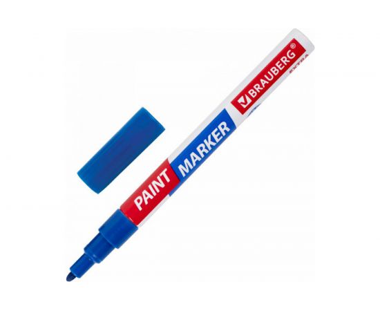 Лаковый маркер-краска BRAUBERG EXTRA paint marker 2 мм, синий, улучшенная нитро-основа, 151970 