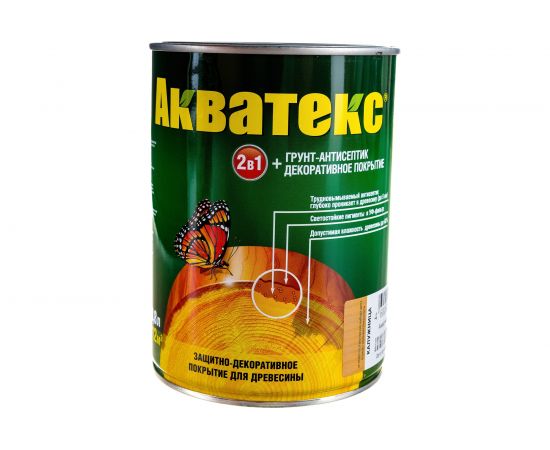 Защитно-декоративное покрытие РОГНЕДА АКВАТЕКС для древесины, калужница, 0,8 л. 6 10457 