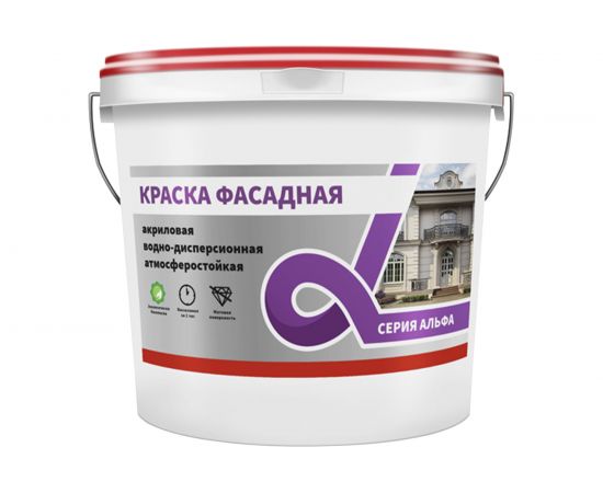 Фасадная водно-дисперсная краска Krafor Альфа 14 кг 42750 