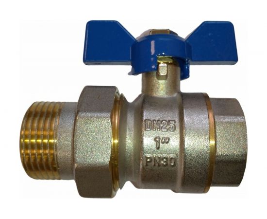 Шаровой кран с американкой RM -L 1 никелированный, бабочка Ду25 Ру30 НК 11Б27п1 L-1FFLA 