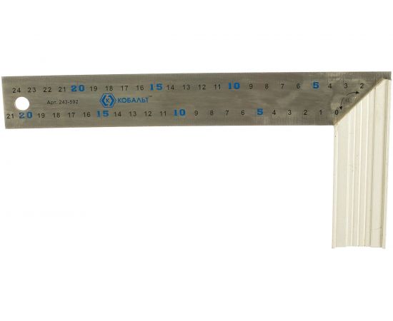 Столярный угольник 250мм, нерж.сталь, алюминиевое основание КОБАЛЬТ 243-592 