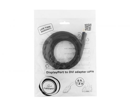 Кабель DisplayPort-DVI Cablexpert, 1.8м, 20M/25M, черный, экранированный, пакет, CC-DPM-DVIM-6 – изображение 6