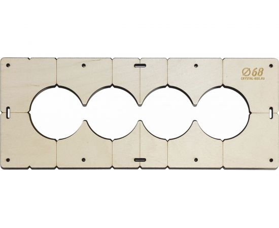 Шаблон для сверления подрозетников на 4 отверстия диаметром 68 мм, толщина фанеры 8 мм РОТОР 4shablon68 