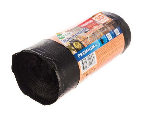 Мешки для мусора PREMIUM+ (30 шт; 30 л) черные МИРПАК 4650056200570 – изображение 2