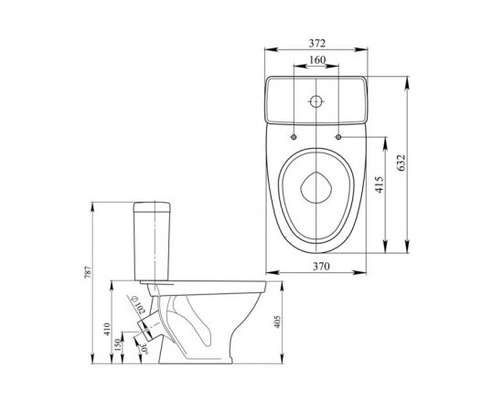 Унитаз-компакт Santeri Форвард, косой выпуск, 1-режим, сиденье полипропилен, Воротынск 437922 – изображение 2