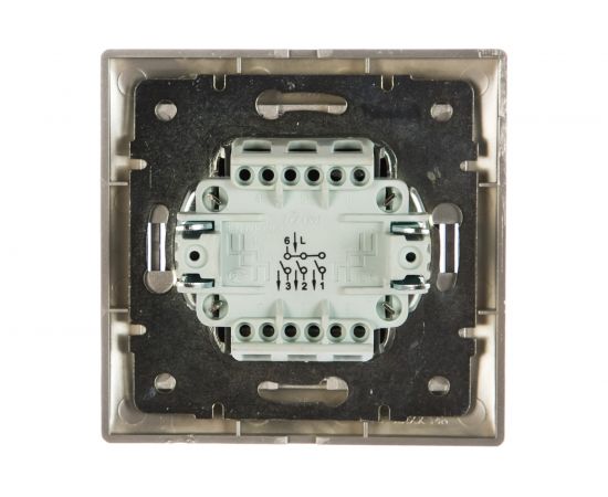 Тройной выключатель Lezard MIRA серый металлик, со вставкой 701-1010-109 – изображение 2