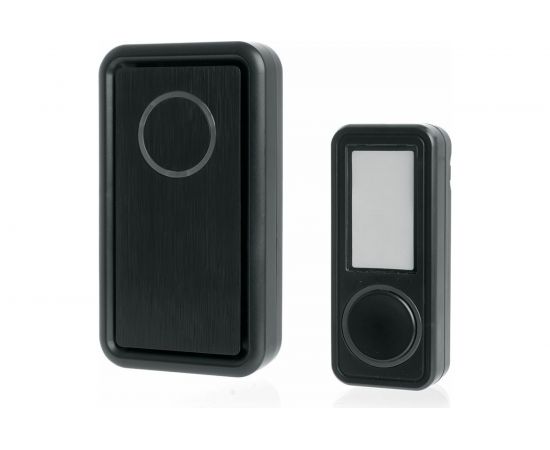 Дверной беспроводной звонок FERON E-379 звонок IP44 18 мелодий, 2х1,5V/АА, база, черный 41436 