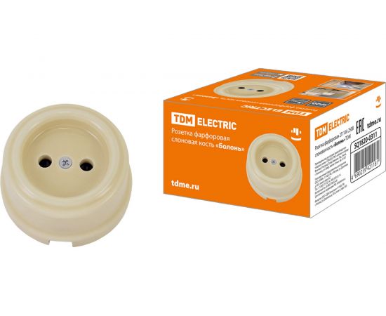 Розетка TDM фарфоровая 2П 10А 250В сл. кость «Болонь» SQ1820-0311 