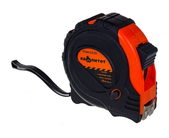 Рулетка КВАЛИТЕТ с 3 фиксаторами, обрезиненный корпус 10 м х 25 мм РОМ-10-25 6625065 