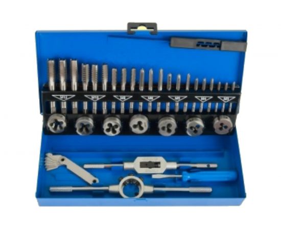 Набор плашек и метчиков из 32 предметов (М3-М12, металлический кейс) Техносталь t207032 