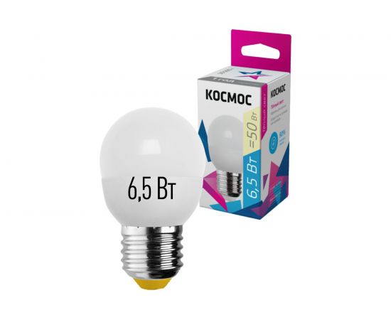Светодиодная лампа LED GL45 6.5Вт 220В E27 3000К КОСМОС Экономик LkecLED6.5wGL45E2730 417245 