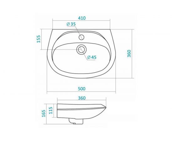 Умывальник Santek Бриз-50 с 1 отверстием 1WH110451 412609 – изображение 2