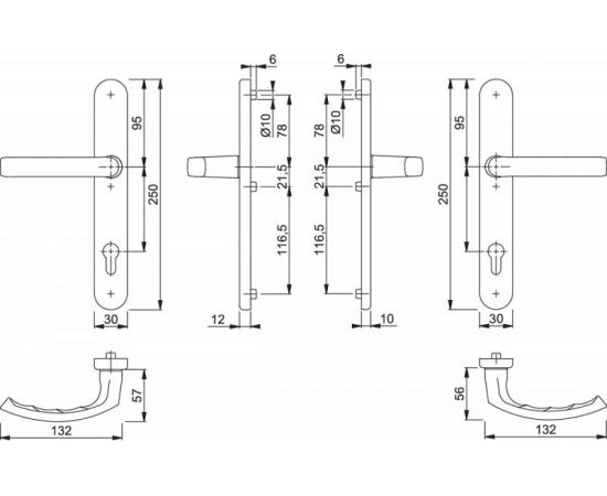 Профильный гарнитур HOPPE 1540/2246 Liege PZ92 RAL9016 белый цвет, Schnellstift, 57-62 мм 65592 – изображение 2