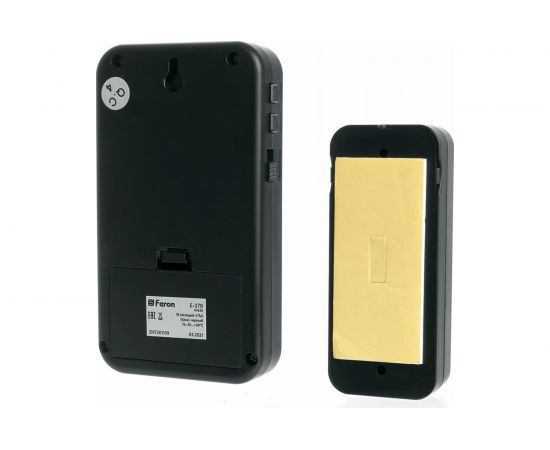 Дверной беспроводной звонок FERON E-379 звонок IP44 18 мелодий, 2х1,5V/АА, база, черный 41436 – изображение 3