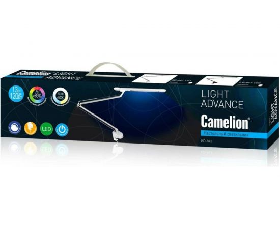 Настольный светильник Camelion KD-843 C02 черный LED 13Вт, 230В, 900Лм, сенсорный, регулировка яркости и цветовой температуры, струбцина 13522 – изображение 5
