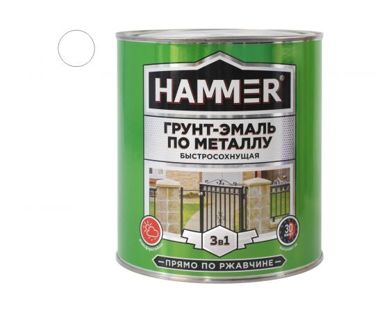 Грунт-эмаль по металлу HAMMER 3в1 б/с белая 2,7 кг ЭК000125861 – изображение 2