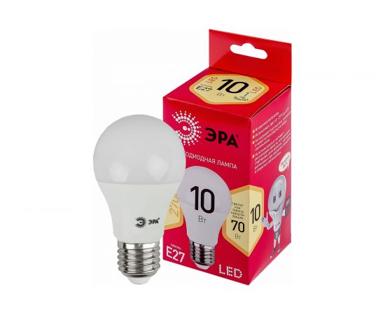 Светодиодная лампа ЭРА LED A60-10W-827-E27 R диод, груша, 10Вт, теплый свет, E27 Б0049634 – изображение 5