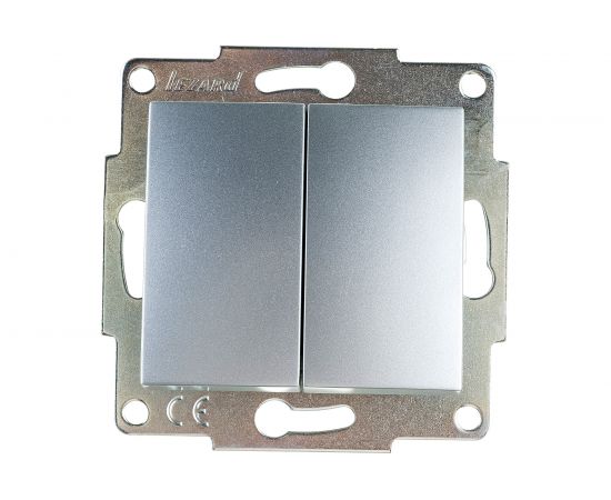 Двойной выключатель Lezard KARINA матовое серебро, 707-4388-101 