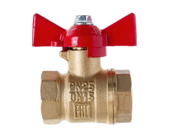 Латунный шаровой кран для воды VALFEX OPTIMA 1/2" ВР/ВР ручка-бабочка 11Б27фт1М VF.217.L0B1.012.Bir 