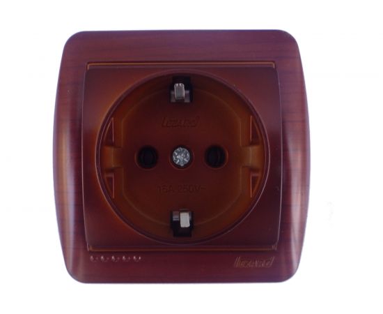 Розетка Lezard DEMET с заземлением, махагон 711-0500-122 