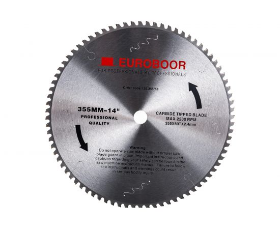 Диск пильный TCT по металлу (355х2.4х25.4 мм; 80 зубьев) Euroboor 130.355/80 