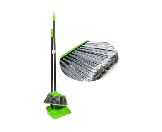 Комплект GoGo ПВХ, совок с метлой, светло-зеленый, ручка металлическая 85 см 60056 GREEN 