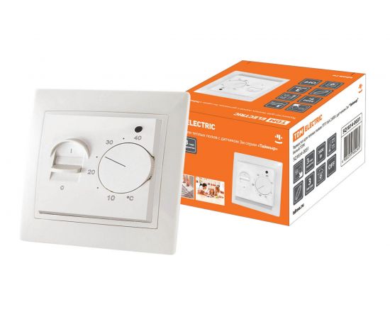 Термостат для теплых полов TDM Таймыр ТТП 16А, 250В, с датчиком 3 м, белый SQ1814-0031 