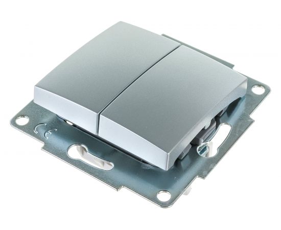 Двойной выключатель Lezard KARINA матовое серебро, 707-4388-101 – изображение 2