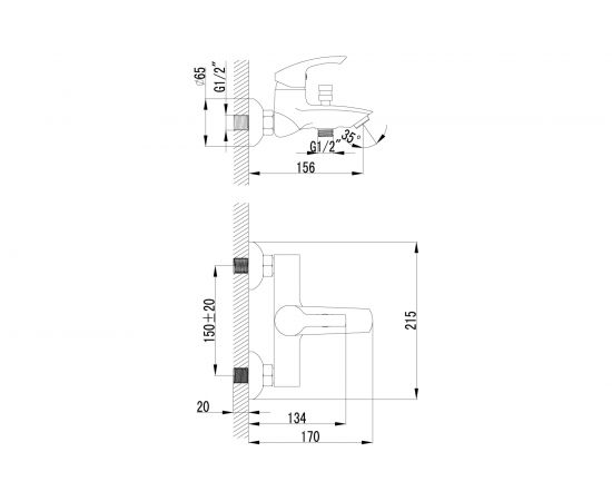Смеситель для ванны Lemark Plus Strike LM1102C – изображение 2