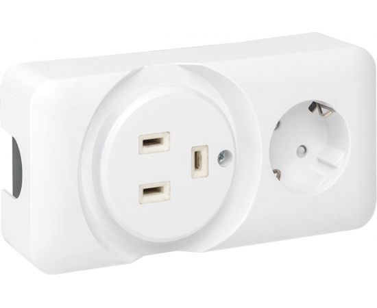 Двойная розетка EKF РШ/евро 32А/16A 250В 2P+PE белая AS-250-32/16-O – изображение 2