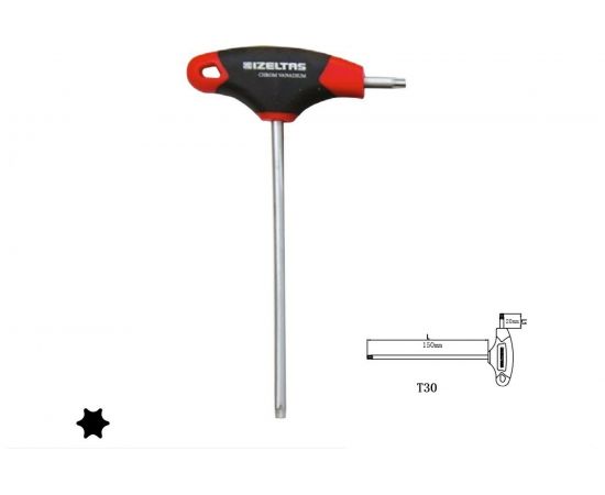 Т-образный ключ TORX 6-гранный с рукояткой T30 IZELTAS 4909220030 