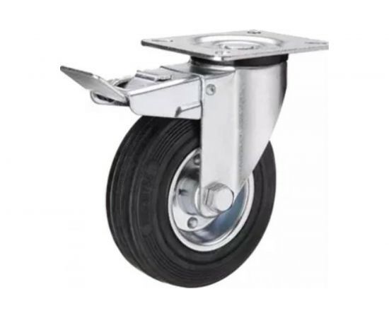 Колесо промышленное усиленное поворотное с панелью и тормозом (160 мм; 190 кг) А5 1000487 